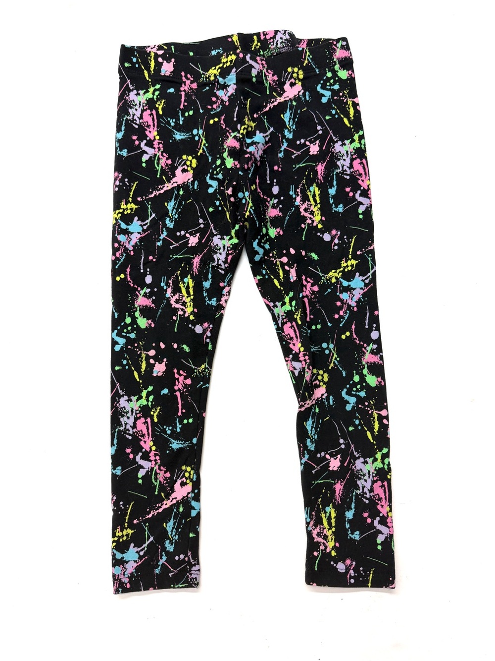 Next Direct UK Kids Black Splatter Paint Print Leggings Pants Colorful Neon 80s